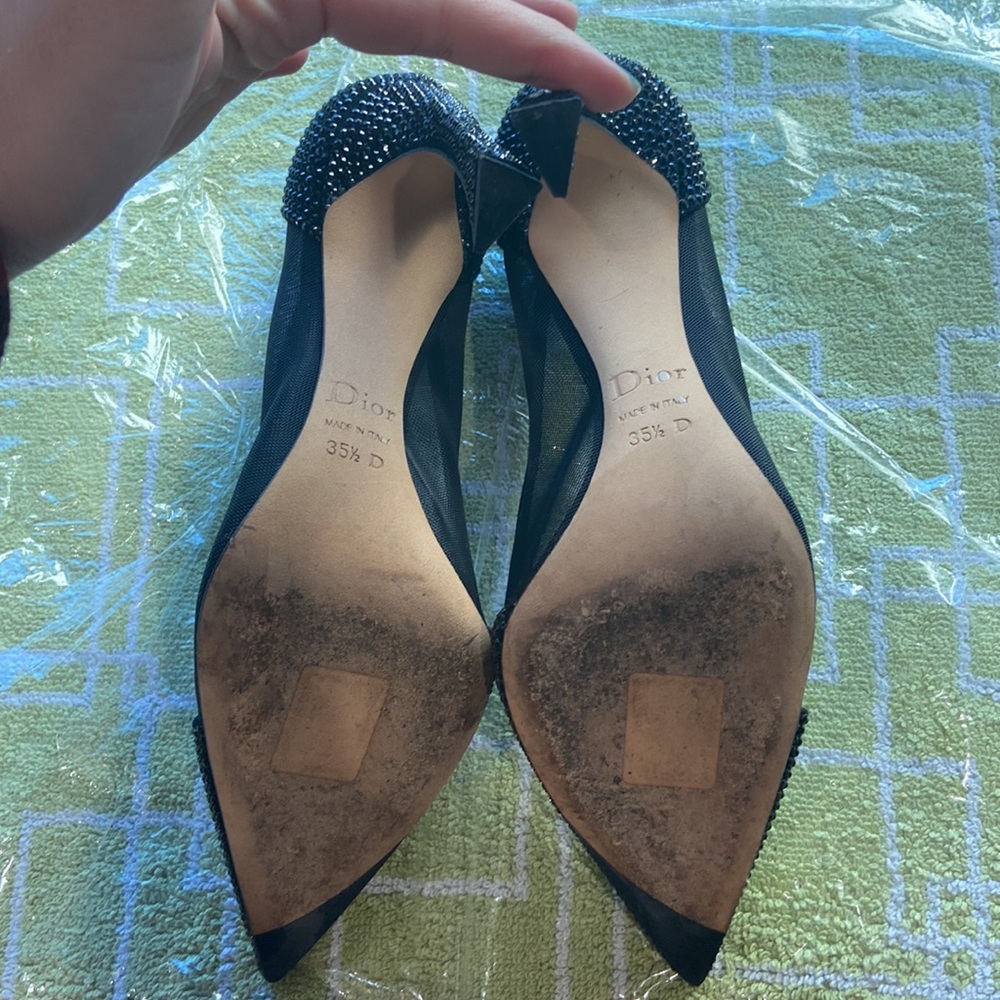 Christian Dior Black Diamante Beaded and Mesh Pump - Picture 4 of 5